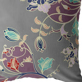 18" Purple Gray Garden Indoor Outdoor Throw Pillow - FREE SHIPPING