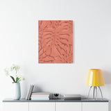 Coral Monstera Canvas Print – Botanical Wall Art
