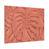 Coral Monstera Canvas Print – Botanical Wall Art