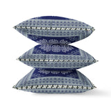 16" X 16" Gray And White Blown Seam Geometric Indoor Outdoor Throw Pillow - FREE SHIPPING