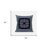 16" X 16" Gray And White Blown Seam Geometric Indoor Outdoor Throw Pillow - FREE SHIPPING