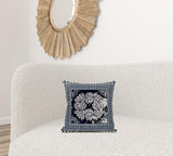 16" X 16" Gray And White Blown Seam Geometric Indoor Outdoor Throw Pillow - FREE SHIPPING