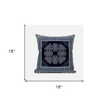 18" X 18" Gray And White Blown Seam Geometric Indoor Outdoor Throw Pillow - FREE SHIPPING