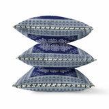 18" X 18" Gray And White Blown Seam Geometric Indoor Outdoor Throw Pillow - FREE SHIPPING
