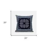 18" X 18" Gray And White Blown Seam Geometric Indoor Outdoor Throw Pillow - FREE SHIPPING