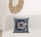 18" X 18" Gray And White Blown Seam Geometric Indoor Outdoor Throw Pillow - FREE SHIPPING