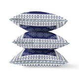 16" X 16" Dark Blue And White Blown Seam Geometric Indoor Outdoor Throw Pillow - FREE SHIPPING