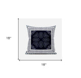 18" X 18" Dark Blue And White Blown Seam Geometric Indoor Outdoor Throw Pillow - FREE SHIPPING