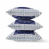 18" X 18" Dark Blue And White Blown Seam Geometric Indoor Outdoor Throw Pillow - FREE SHIPPING