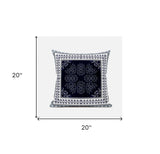 18" X 18" Dark Blue And White Blown Seam Geometric Indoor Outdoor Throw Pillow - FREE SHIPPING