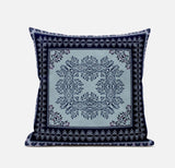 16" X 16" Dark Blue And Green Blown Seam Geometric Indoor Outdoor Throw Pillow - FREE SHIPPING