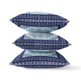 16" X 16" Dark Blue And Green Blown Seam Geometric Indoor Outdoor Throw Pillow - FREE SHIPPING