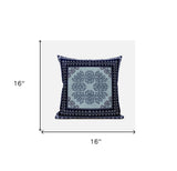 16" X 16" Dark Blue And Green Blown Seam Geometric Indoor Outdoor Throw Pillow - FREE SHIPPING
