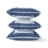 16" X 16" Dark Blue And Gray Blown Seam Geometric Indoor Outdoor Throw Pillow - FREE SHIPPING