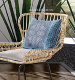 16" X 16" Dark Blue And Gray Blown Seam Geometric Indoor Outdoor Throw Pillow - FREE SHIPPING