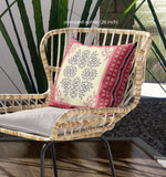 16" X 16" Red And Gray Blown Seam Geometric Indoor Outdoor Throw Pillow - FREE SHIPPING