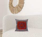 16" X 16" Red And Gray Blown Seam Geometric Indoor Outdoor Throw Pillow - FREE SHIPPING