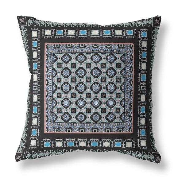 Decorative pillow with a geometric pattern on a white background