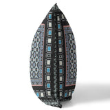 18" X 18" Black And Blue Zippered Floral Indoor Outdoor Throw Pillow - FREE SHIPPING