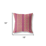 18" X 18" Pink And Green Zippered Geometric Indoor Outdoor Throw Pillow - FREE SHIPPING