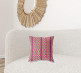 18" X 18" Pink And Green Zippered Geometric Indoor Outdoor Throw Pillow - FREE SHIPPING