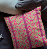 18" X 18" Pink And Green Zippered Geometric Indoor Outdoor Throw Pillow - FREE SHIPPING