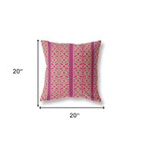18" X 18" Pink And Green Zippered Geometric Indoor Outdoor Throw Pillow - FREE SHIPPING