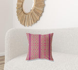 18" X 18" Pink And Green Zippered Geometric Indoor Outdoor Throw Pillow - FREE SHIPPING