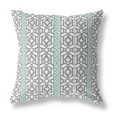 18" X 18" White And Gray Zippered Geometric Indoor Outdoor Throw Pillow - FREE SHIPPING