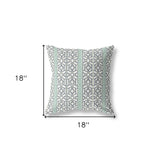 18" X 18" White And Gray Zippered Geometric Indoor Outdoor Throw Pillow - FREE SHIPPING