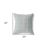 18" X 18" White And Gray Zippered Geometric Indoor Outdoor Throw Pillow - FREE SHIPPING