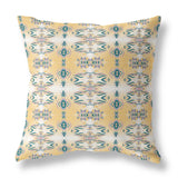 16" X 16" White And Yellow Zippered Geometric Indoor Outdoor Throw Pillow - FREE SHIPPING