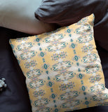 16" X 16" White And Yellow Zippered Geometric Indoor Outdoor Throw Pillow - FREE SHIPPING
