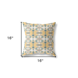16" X 16" White And Yellow Zippered Geometric Indoor Outdoor Throw Pillow - FREE SHIPPING