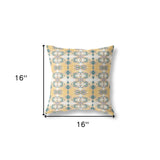 16" X 16" White And Yellow Zippered Geometric Indoor Outdoor Throw Pillow - FREE SHIPPING