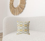 16" X 16" White And Yellow Zippered Geometric Indoor Outdoor Throw Pillow - FREE SHIPPING