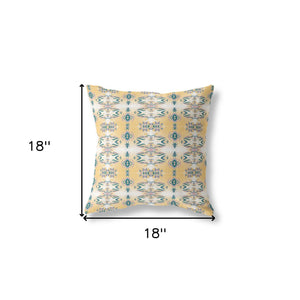 18" X 18" White And Yellow Zippered Geometric Indoor Outdoor Throw Pillow - FREE SHIPPING