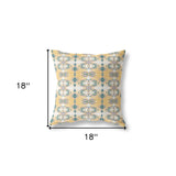 18" X 18" White And Yellow Zippered Geometric Indoor Outdoor Throw Pillow - FREE SHIPPING