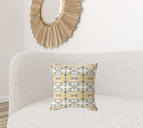 18" X 18" White And Yellow Zippered Geometric Indoor Outdoor Throw Pillow - FREE SHIPPING