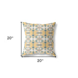 18" X 18" White And Yellow Zippered Geometric Indoor Outdoor Throw Pillow - FREE SHIPPING