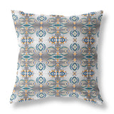 16" X 16" Off White And Brown Zippered Geometric Indoor Outdoor Throw Pillow - FREE SHIPPING