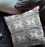 16" X 16" Off White And Brown Zippered Geometric Indoor Outdoor Throw Pillow - FREE SHIPPING