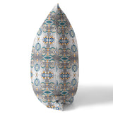 16" X 16" Off White And Brown Zippered Geometric Indoor Outdoor Throw Pillow - FREE SHIPPING