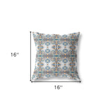 16" X 16" Off White And Brown Zippered Geometric Indoor Outdoor Throw Pillow - FREE SHIPPING