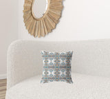 16" X 16" Off White And Brown Zippered Geometric Indoor Outdoor Throw Pillow - FREE SHIPPING