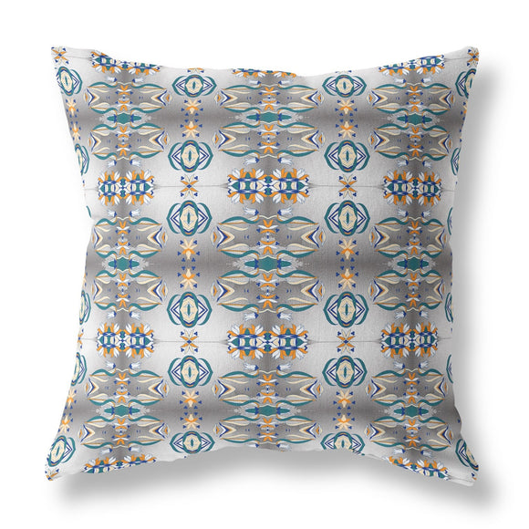Decorative pillow with geometric pattern on a white background