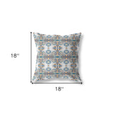 18" X 18" Off White And Brown Zippered Geometric Indoor Outdoor Throw Pillow - FREE SHIPPING