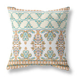 16" X 16" Orange And Teal Zippered Geometric Indoor Outdoor Throw Pillow - FREE SHIPPING