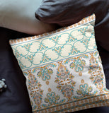 16" X 16" Orange And Teal Zippered Geometric Indoor Outdoor Throw Pillow - FREE SHIPPING