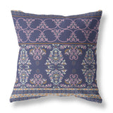 16" X 16" Blue And Pink Zippered Geometric Indoor Outdoor Throw Pillow - FREE SHIPPING